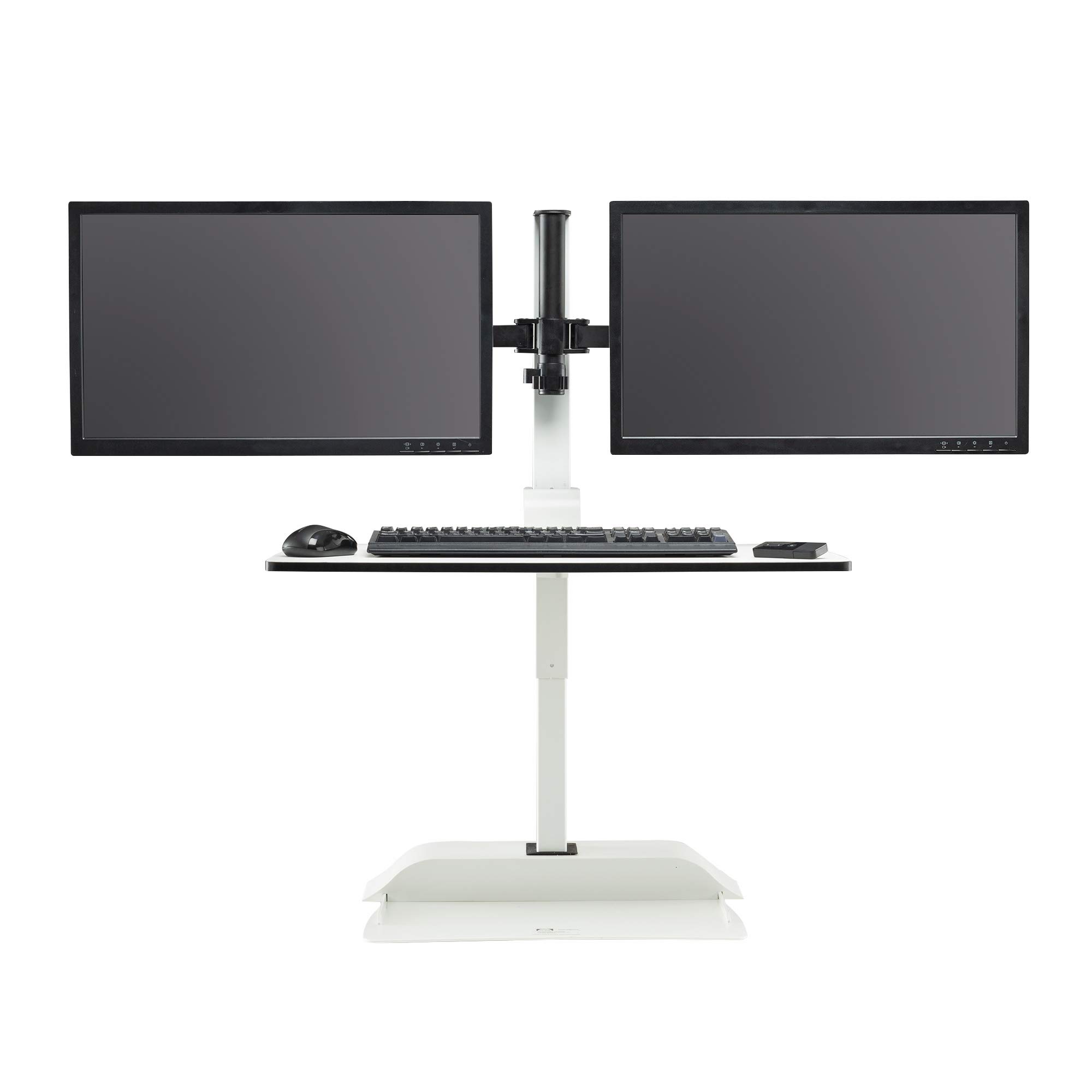 Safco Products 2193WH Soar by Safco Electric Sit, Stand Desk Converter, Dual Monitor Mount, White