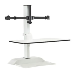 Safco Products 2193WH Soar by Safco Electric Sit, Stand Desk Converter, Dual Monitor Mount, White