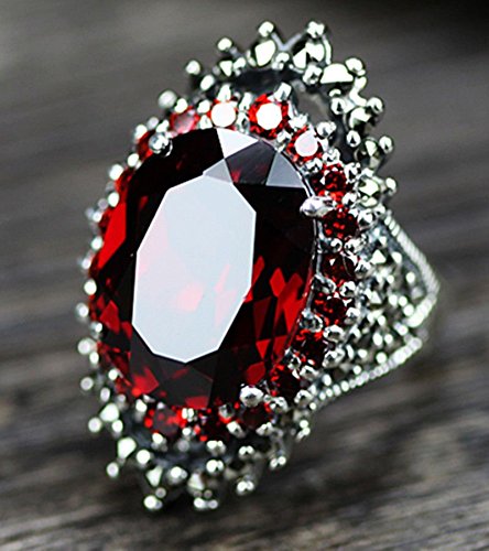 Victoria Jewelry Fashion Women's 925 Sterling Silver Red Ruby & Marcasite Ring Jewelry Size 7-10 (7)