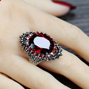 Victoria Jewelry Fashion Women's 925 Sterling Silver Red Ruby & Marcasite Ring Jewelry Size 7-10 (7)
