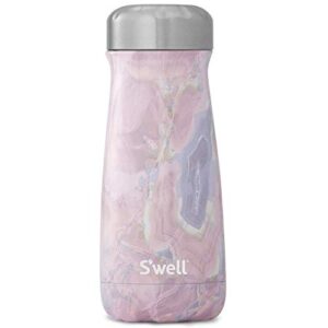 s'well stainless steel traveler - 16 fl oz - geode rose - triple-layered vacuum-insulated travel mug keeps coffee, tea and drinks cold for 24 hours and hot for 12 - bpa-free water bottle