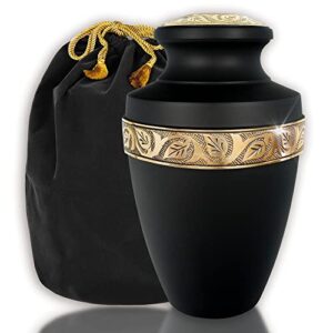 Trupoint Memorials Cremation Urns for Human Ashes - Decorative Urns, Urns for Human Ashes Female & Male, Urns for Ashes Adult Female, Funeral Urns - Black, Large