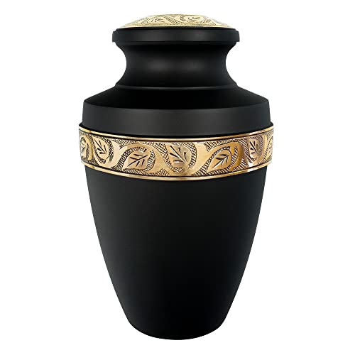 Trupoint Memorials Cremation Urns for Human Ashes - Decorative Urns, Urns for Human Ashes Female & Male, Urns for Ashes Adult Female, Funeral Urns - Black, Large
