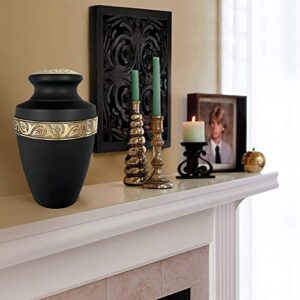 Trupoint Memorials Cremation Urns for Human Ashes - Decorative Urns, Urns for Human Ashes Female & Male, Urns for Ashes Adult Female, Funeral Urns - Black, Large