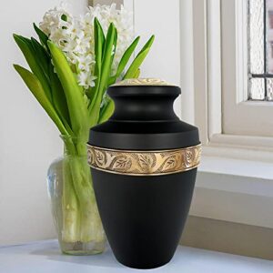 Trupoint Memorials Cremation Urns for Human Ashes - Decorative Urns, Urns for Human Ashes Female & Male, Urns for Ashes Adult Female, Funeral Urns - Black, Large