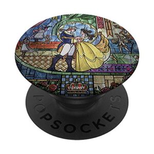 disney beauty and the beast stained glass window dancing popsockets popgrip: swappable grip for phones & tablets