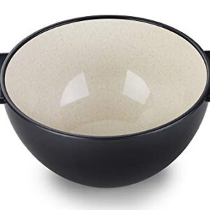 Ozeri Earth Ramen Bowl Set, Made from Plant-Derived and Other Natural Materials,993 ml, One Size, Black with Beige, 6-Piece