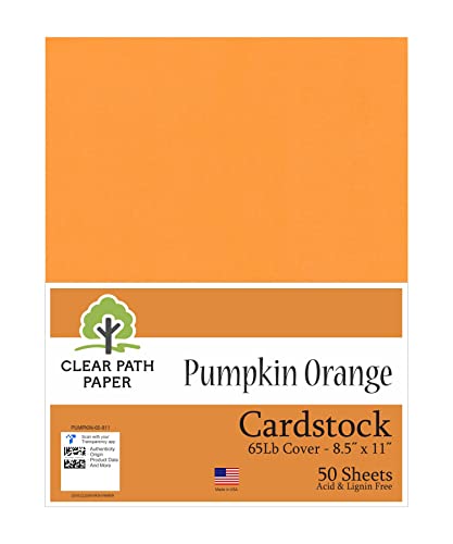 Pumpkin Orange Cardstock - 8.5 x 11 inch - 65Lb Cover - 50 Sheets - Clear Path Paper