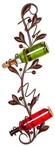 bellaa 21314 wall mounted wine rack metal 4 bottle holder brown leaf reverie 34 inch tall rustic retro style