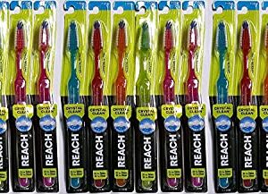 Reach Crystal Clean Toothbrush, Firm, Assorted Colors (Pack of 18)