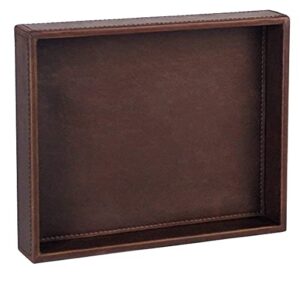 valet tray nightstand organizer mens vanity tray,catchall tray dresser cologne tray jewelry key tray,leather,brown,10.2 x 8.4 x 1.8 inches