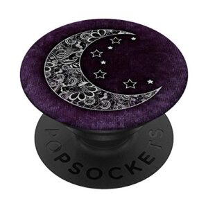 crescent moon & stars phone grip purple moon & stars design popsockets swappable popgrip