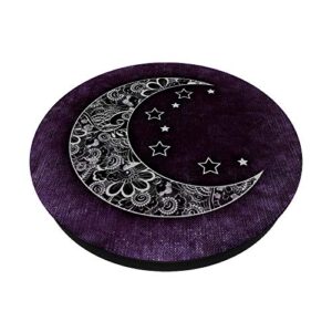 Crescent Moon & Stars Phone Grip Purple Moon & Stars Design PopSockets Swappable PopGrip