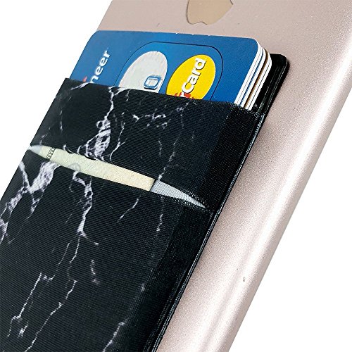 uCOLOR Two Pack Phone Card Holder Stretchy Lycra Wallet Pocket Credit Card ID Case Pouch Sleeve 3M Adhesive Sticker on iPhone Samsung Galaxy Android Smartphones (Black White Marble)