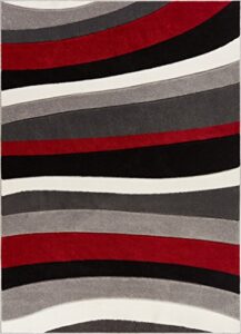 well woven red rad waves modern geometric stripes 7'10" x 9'10" area rug