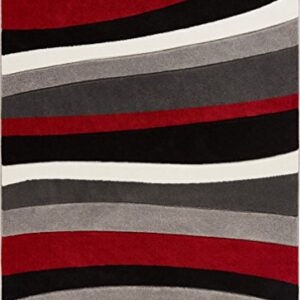 Well Woven Red Rad Waves Modern Geometric Stripes 7'10" x 9'10" Area Rug