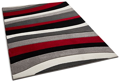 Well Woven Red Rad Waves Modern Geometric Stripes 7'10" x 9'10" Area Rug