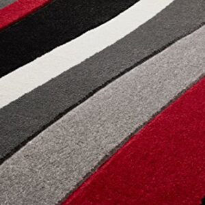 Well Woven Red Rad Waves Modern Geometric Stripes 7'10" x 9'10" Area Rug