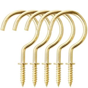 bronagrand 20 pieces screw in ceiling hooks,2.8 inches metal cup hook hangers for hanging plants,kitchen (gold)