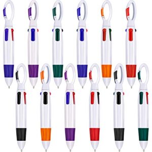 tatuo 24 pack shuttle pens with buckle clip assortment retractable multicolor ballpoint pens 4 neon color pens in one with buckle keychain on top for kids and adults
