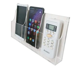 Zmmyr Acrylic Wall Mount Desk Organizer Storage Box for Cell Phones Holder in Home Office (3 Grid)