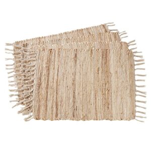 SARO LIFESTYLE 1983.N1420B Natural Collection Rustic Design Jute Chindi Placemats (Set of 4), 14" x 20"