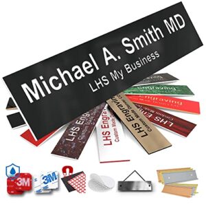 lhs my business | engraved custom door plate black plastic office door sign with white letters | 2x8 - b2