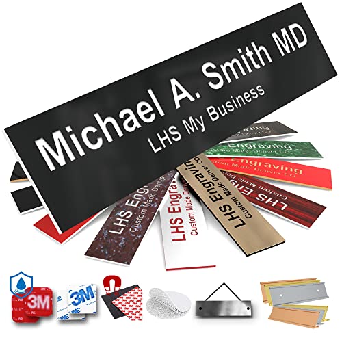 LHS My Business | Engraved Custom Door Plate Black Plastic Office Door Sign with White Letters | 2x8 - B2