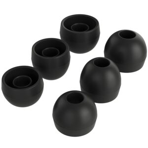 replacement earbud tips [3 pairs] rubber gel ear tips for in-ear headphones, earbuds, black