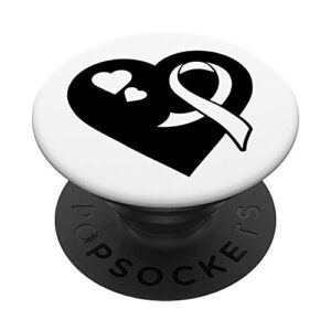 lung cancer awareness ribbons mobile stand popsockets popgrip: swappable grip for phones & tablets