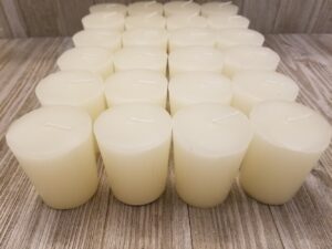 old candle barn 24-piece votive candles - lily of the valley scented 15 hour - perfect ivory votives - hand poured made in usa