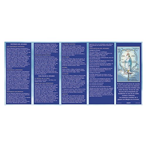 Como Rezar El Rosario Catolico - How to Pray The Rosary Spanish Prayer Card Pamphlet, Pack of 10, 6 Inch