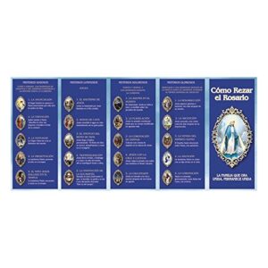 Como Rezar El Rosario Catolico - How to Pray The Rosary Spanish Prayer Card Pamphlet, Pack of 10, 6 Inch