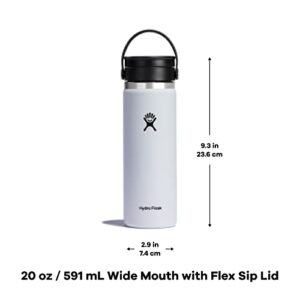 Hydro Flask Wide Mouth Bottle with Flex Sip Lid - Insulated Water Bottle Travel Cup Coffee Mug Black 20 oz