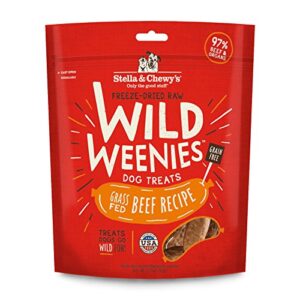 stella & chewy’s freeze-dried raw wild weenies dog treats – all-natural, protein rich, grain free dog & puppy treat – great for training & rewarding – grass-fed beef recipe – 3.25 oz bag