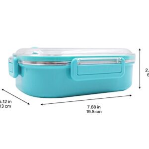 FINEX Frozen Blue Bento Box Container Set with Clear Lid & Spoon - Princess Elsa Anna Olaf Snowman