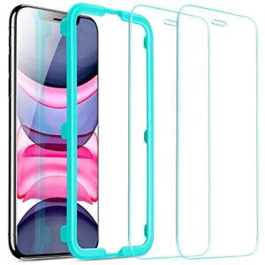 esr screen protector compatible for iphone 11, iphone xr [2 pack] [easy installation frame] [case friendly], premium tempered glass screen protector for iphone 6.1 inch (2019)