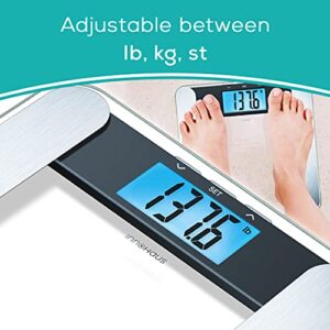 innoHaus Body Fat Analyzer Scale Bmi, Multi-User & Recognition, Digital Weight Scale, XL LCD Illuminated Display, ABF220, Silver