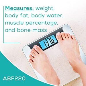 innoHaus Body Fat Analyzer Scale Bmi, Multi-User & Recognition, Digital Weight Scale, XL LCD Illuminated Display, ABF220, Silver