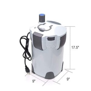 Polar Aurora 3-Stage External Canister Filter with 9-watt UV Sterilizer for Aquarium 265 GPH Builtin Pump Kit Canister