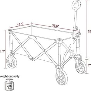 PORTAL Collapsible Folding Utility Wagon Cart Heavy Duty Foldable Outdoor Garden Camping Cart with Removable Fabric, Grey/Blue