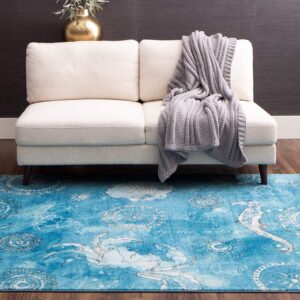 mohawk home coastal splash aqua area rug, 5'x8', blue