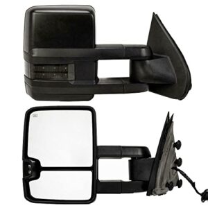 towing mirrors compatible with 14-17 chevrolet silverado gmc sierra 1500 15 16 silverado sierra 2500 hd 3500 hd manual telescoping rear view mirrors with power heated led turn signals side mirror