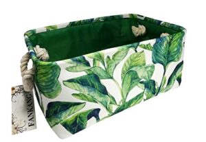 fankang rectangular laundry basket nursery storage fabric storage bin storage hamper,book bag,gift baskets (green plant)