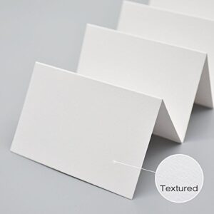 AZAZA 50 Pcs White Blank Place Cards - Textured Table Tent Cards Seating Place Cards for Weddings Banquets Dinner Parties 2.5" x 3.75"