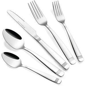 stainless steel flatware - silverware set for 8-40 piece cutlery set - 18/10 flatware set - silverwear set - dinnerware stainless steel flatware set - spoons and forks set stainless steel