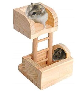 litewoo hamsters wood house climbing ladder lookout tower rat mouse wooden climbing playing toys lookout platform