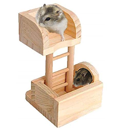 Litewoo Hamsters Wood House Climbing Ladder Lookout Tower Rat Mouse Wooden Climbing Playing Toys Lookout Platform