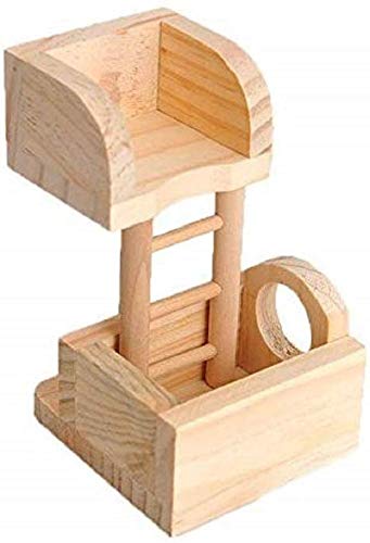 Litewoo Hamsters Wood House Climbing Ladder Lookout Tower Rat Mouse Wooden Climbing Playing Toys Lookout Platform