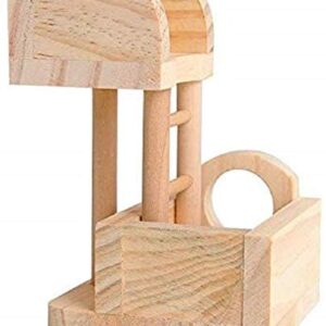 Litewoo Hamsters Wood House Climbing Ladder Lookout Tower Rat Mouse Wooden Climbing Playing Toys Lookout Platform